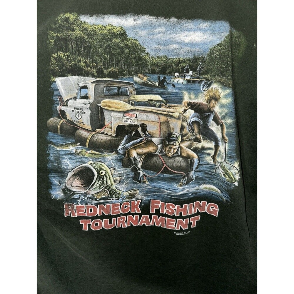 Redneck Sportsman Fishing Tournament Vintage Graphic Shirt Men’s Sz 2XL Green